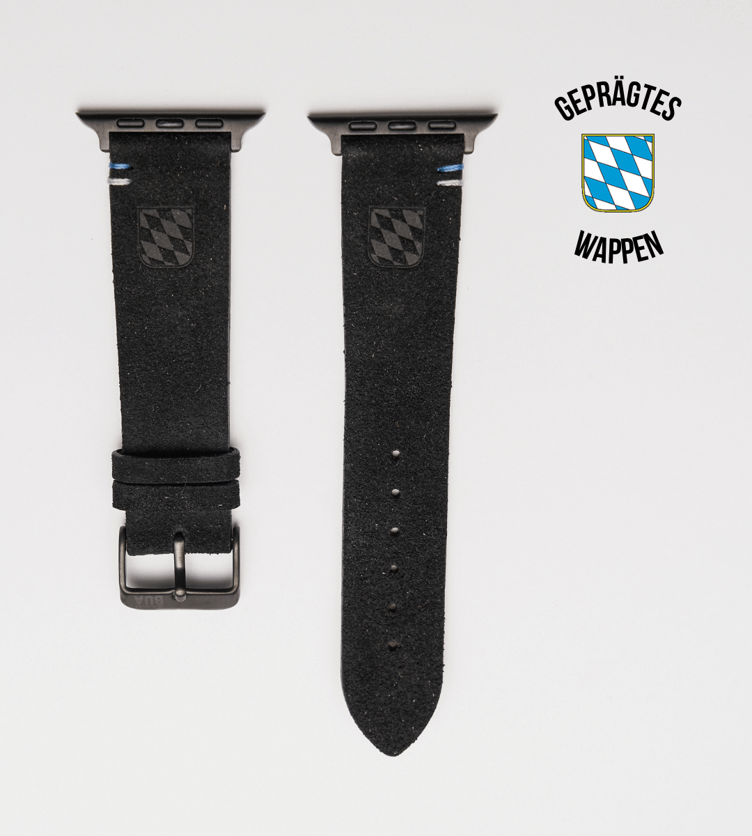 Apple Watch® Wildlederbandl | Schwarz Wappen