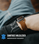 Apple Watch® Set Wildlederbandl | Mittelbraun Wappen + Geldbeutel