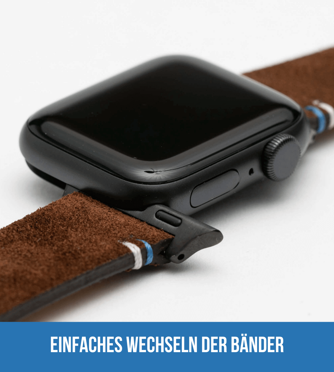 Apple Watch® Set Wildlederbandl | Mittelbraun Wappen + Geldbeutel