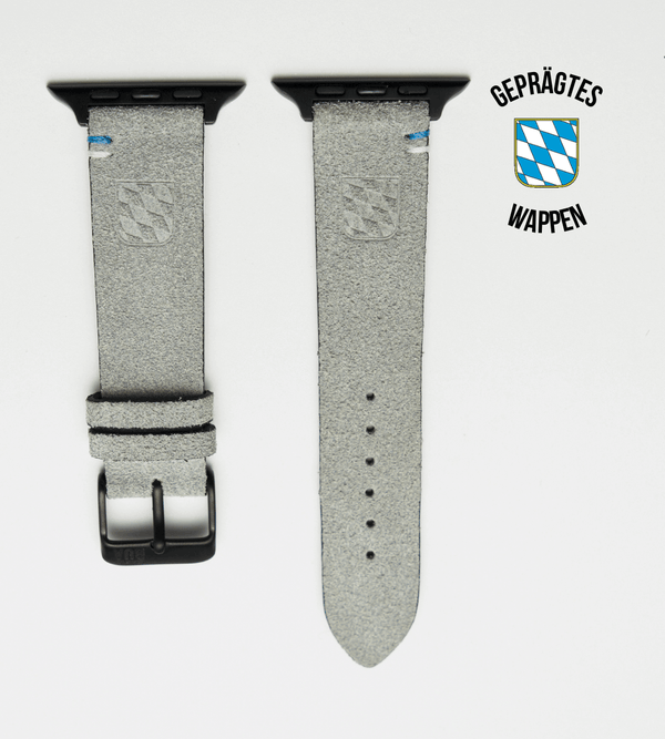 Apple Watch® Wildlederbandl | Hellgrau Wappen