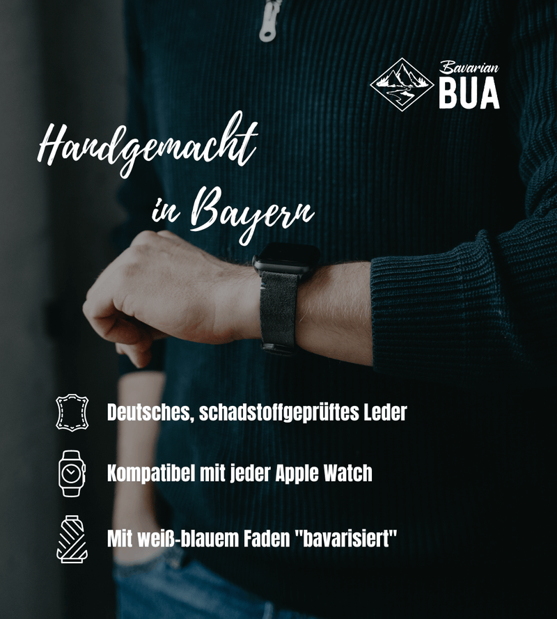 Apple Watch® Set Wildlederbandl | Mittelbraun Wappen + Geldbeutel